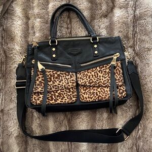 Aimee Kestenberg Black and Leopard Satchel
